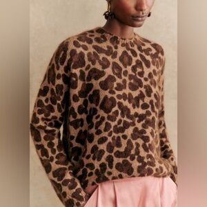 Sezane Leopard Print Sweater - Brown and Tan